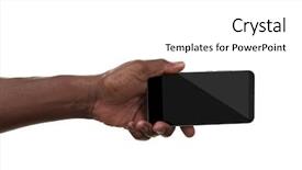  Presentation with trophy award hand holding - Slide set with digital africa - male hand holding a smartphone background and a white colored foreground