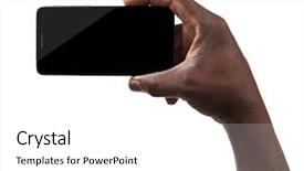  Presentation with smartphone - Audience pleasing PPT layouts consisting of digital africa - male hand holding a smartphone backdrop and a  colored foreground