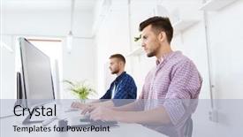  Presentation with tech design abstract technology - Cool new presentation theme with digital agency - business technology design and people backdrop and a light blue colored foreground