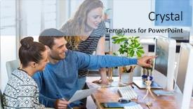  Presentation with professional - Beautiful slide deck featuring digital agency - professional designers working on photos backdrop and a  colored foreground