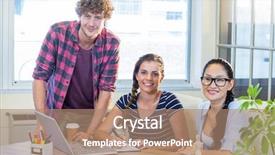  Presentation with working together - Theme enhanced with digital agency - smiling partners working together background and a  colored foreground