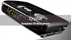  Presentation with radio - Presentation theme with digital alarm clock radio isolated background and a dark gray colored foreground