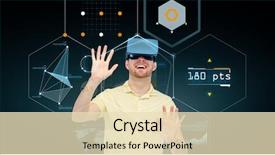  Presentation with touch screen virtual reality - Audience pleasing presentation design consisting of digital analytics - 3d technology virtual reality cyberspace backdrop and a lemonade colored foreground