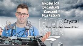  Presentation with analytics - PPT layouts consisting of exterminator worker after pest control background and a  colored foreground.