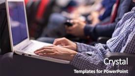  Presentation with business partner people joining hand - Beautiful slides featuring digital audience - business people hands typing backdrop and a dark gray colored foreground