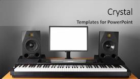  Presentation with electronic music - Slides enhanced with digital audio workstation daw studio background and a light gray colored foreground
