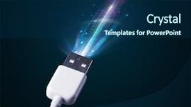  Presentation with electric cable - Slide deck having power plug compass - glowing electric cable close-up background and a navy blue colored foreground