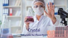  Presentation with animal testing scientist doing experiment - Presentation theme with digital bacteria - female scientist researcher conducting background and a lemonade colored foreground