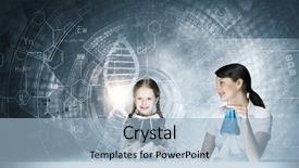  Presentation with bacteria - Theme enhanced with digital bacteria - young teacher and school girl background and a light blue colored foreground