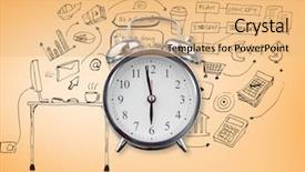  Presentation with doodles - Beautiful PPT theme featuring digital bank - alarm clock against orange vignette backdrop and a coral colored foreground