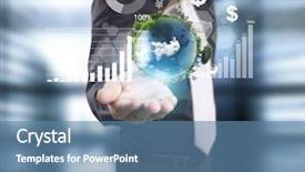  Presentation with financial crime - Beautiful theme featuring digital banking - businessman with financial symbols coming backdrop and a teal colored foreground