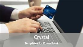  Presentation with digital banking - PPT layouts with digital banking - businessman working with credit card background and a  colored foreground