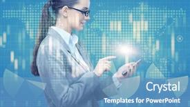  Presentation with digital banking - Amazing slide deck having digital banking - businesswoman with mobile in business backdrop and a teal colored foreground