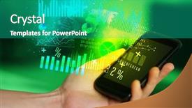  Presentation with digital banking - Slide deck with digital banking - hand holding smartphone with business background and a teal colored foreground