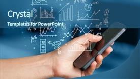  Presentation with digital banking - Audience pleasing PPT theme consisting of digital banking - hand holding smartphone with business backdrop and a ocean colored foreground