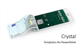  Presentation with digital banking - Colorful presentation theme enhanced with digital banking - smartphone with mobile wallet application backdrop and a white colored foreground