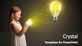  Presentation with new baby girl - Slides enhanced with digital bulb - adorable girl working on tablet background and a tawny brown colored foreground