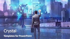  Presentation with cloud computing - PPT layouts with digital business world - businessman in cloud computing concept background and a ocean colored foreground