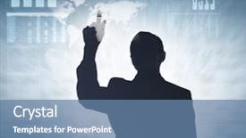  Presentation with high tech - Theme enhanced with digital business world - incognito businessman and the high background and a  colored foreground