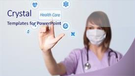  Presentation with digital health - PPT layouts consisting of digital button selective focus health background and a sky blue colored foreground