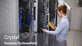  Presentation with data cabling - Presentation theme with digital cable analyzer on server background and a gray colored foreground