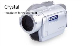 Presentation with digital - Colorful theme enhanced with digital camcorder isolated on white backdrop and a white colored foreground