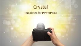  Presentation with digital - Colorful PPT theme enhanced with background iso - naked hand taking picture backdrop and a cream colored foreground