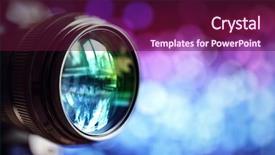  Presentation with vision lens - Theme featuring digital camera lens with copy background and a wine colored foreground
