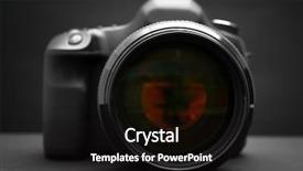  Presentation with camera - Amazing presentation design having digital camera on dark background backdrop and a black colored foreground