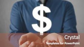  Presentation with financial statement analysis - Beautiful PPT theme featuring digital cash - businessman with financial symbols coming backdrop and a red colored foreground