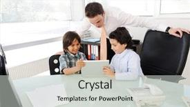  Presentation with arabic children - PPT theme consisting of digital children - arabic muslim father teaching his background and a light gray colored foreground