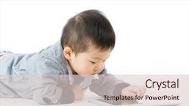  Presentation with tablet of stones - Slide set featuring digital children - asian little boy using tablet background and a lemonade colored foreground