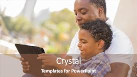  Presentation with african american in computer - Audience pleasing PPT layouts consisting of digital children - happy african american father backdrop and a tawny brown colored foreground