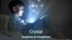  Presentation with bed - Presentation design featuring digital children - little cute boy sitting background and a tawny brown colored foreground