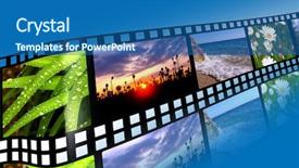  Presentation with film strip - Beautiful slides featuring project tracking - 3d film strip with nature backdrop and a teal colored foreground