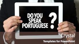  Presentation with speak up function - Cool new theme with digital citizenship - do you speak portuguese backdrop and a tawny brown colored foreground