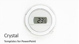  Presentation with climate - Presentation design featuring turn up heat - digital climate thermostat white background background and a white colored foreground