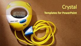  Presentation with plastic - Amazing PPT layouts having digital clock - yellow plastic stopwatch on wooden backdrop and a tawny brown colored foreground