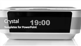  Presentation with clock - Colorful theme enhanced with digital clock isolated on white backdrop and a black colored foreground