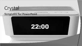  Presentation with clock - Theme featuring digital clock isolated on white background and a light gray colored foreground