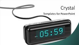  Presentation with clock - PPT theme featuring digital clock isolated on white background and a white colored foreground