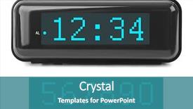  Presentation with clock - Cool new slide set with digital clock isolated on white backdrop and a teal colored foreground