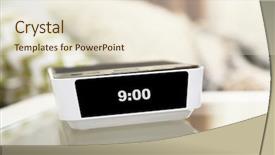  Presentation with old clock time antique - Beautiful presentation theme featuring digital clock on a bedside table in bedroom backdrop and a cream colored foreground