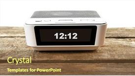  Presentation with clock - PPT theme consisting of digital clock on wooden table background and a tawny brown colored foreground