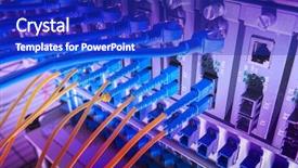  Presentation with fiber optic - Amazing slide deck having digital communication technology - optic fiber cables connected backdrop and a  colored foreground