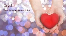  Presentation with heart hands - PPT theme featuring female's hands holding heart background and a lemonade colored foreground