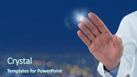  Presentation with glow - Amazing theme having doctor's hand touching backdrop and a ocean colored foreground