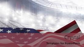  Presentation with american flag waving - Amazing PPT theme having digital-composite-image-of-american backdrop and a violet colored foreground
