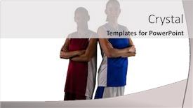  Presentation with basketball players - PPT theme having digital composite image of basketball players background and a light gray colored foreground