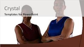  Presentation with basketball players - Slide set enhanced with digital composite image of basketball players background and a light gray colored foreground